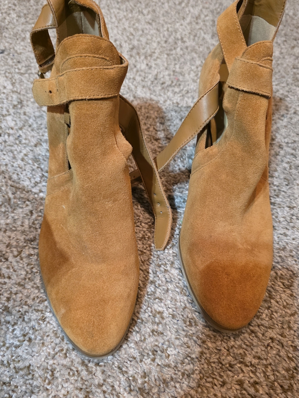 Michael Kors Cognac Suede Ankle Boots with Ankle Strap